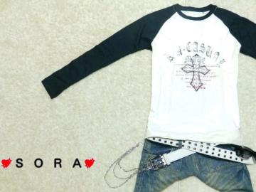 オラオラ.お兄♪かすれクロス&ロゴプリントラグランロンT