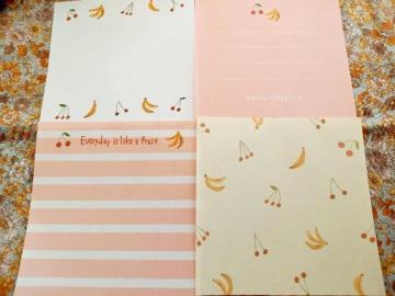 お裾分け☆さくらんぼとバナナ柄メモ4柄4枚☆