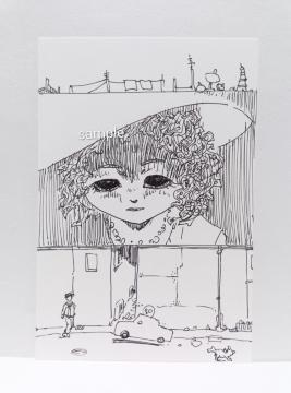 オリジナルイラスト 手描きイラスト カンバン モノクロ アナログ アート ハンドメイド インテリア 絵 原画 自作