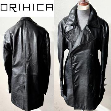 美品 ORIHICA オリヒカ 定価7万円程 山羊革 レザー ジャケット LL トレンチ ピー コート カジュアル ビジネス 冬