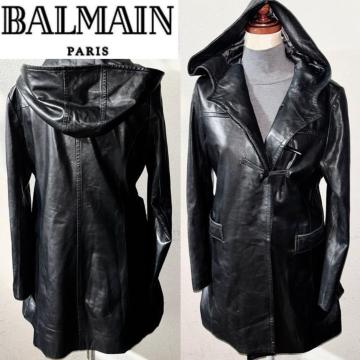 BALMAIN �o���}�� PARIS ���� �_�炩 �r�v ���� ���U�[ �W���P�b�g �R�[�g �C�O �n�C�u�����h ���K �A�E�^�[�i��