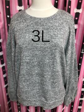 新品タグ付き★3L★ニットトップス★お袖もふもふデザイン★グレー系