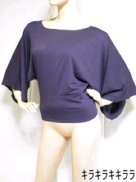 《New》バックSexy★ゴールドバックル・着物袖*ドルマンTOPS<パープルM>