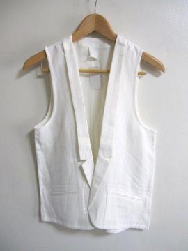 □HARE/ハレ 麻レーヨン ベスト/ホワイト☆新品