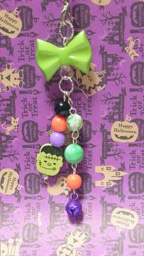 ハンドメイド♪ハロウィン100円チャーム★ストラップ・プラリボン★D