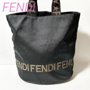 FENDI �t�F���f�B �i�C���� �g�[�g�o�b�O �n���h�o�b�O �u���b�N �u���E�� �S�[���h���� �r�|�� B5�T�C�Y���[