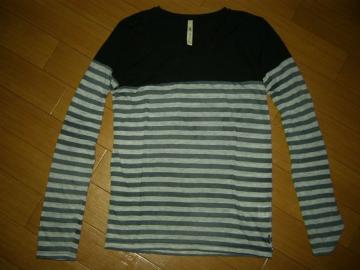 グラムglambカットソー1黒ボーダー切替ロンTシャツ