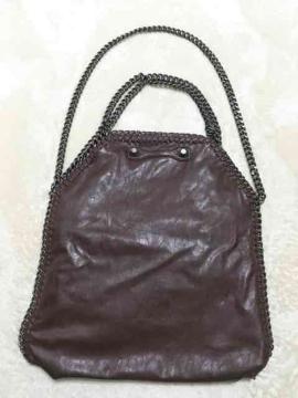 ダークブラウンチェーンバッグトートバッグシルバー