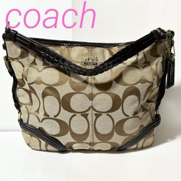 COACH �R�[�` �n���h�o�b�O �V�O�l�`���[ 18903 �u���E���n �L�����o�X ���U�[ ���f�B�[�X