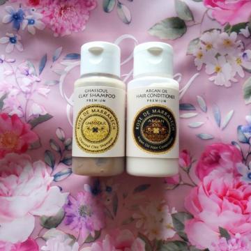 《トラベルサイズ》 ローズドマラケシュ 汚れ吸着 クレイシャンプー&ヘアコンディショナー モロッコ産ガスール&アルガンオイル配合