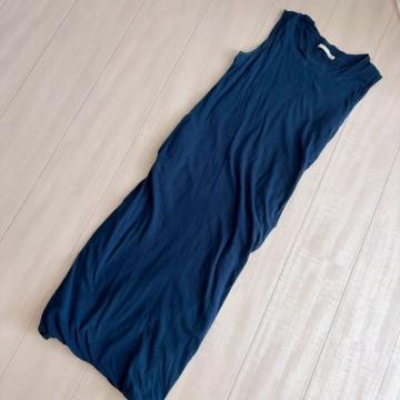 ◆moussy/マウジー◆シンプルマキシワンピ★ネイビーF*秋コーデ♪美品