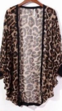 レオパード柄シフォン素材でおしゃれなカーディガン