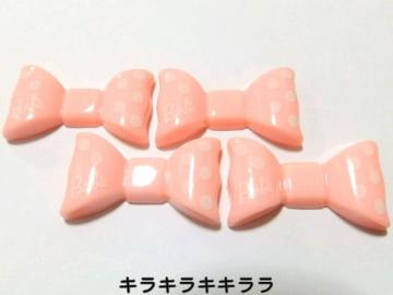 《New》デコパーツ★Barbie/バービー*ロゴ入り・ドット柄リボン【4個セット】