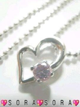 【一粒&オープンハート】キュービックジルコニアネックレス 巾着袋付