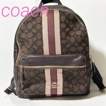 COACH �R�[�` F68034 �V�O�l�`���[ �L�����o�X ���U�[ �����b�N�T�b�N �o�b�N�p�b�N ���f�B�[�X �u���E��