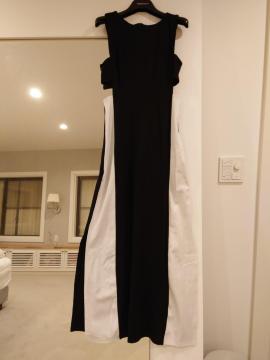 黒白ロングワンピース ノースリ Мサイズ