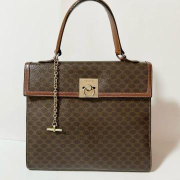 CELINE �}�J�_�� �t�����g�����O���� ���B���e�[�W �Z���[�k PVC ���U�[ �n���h�o�b�O �u���E��