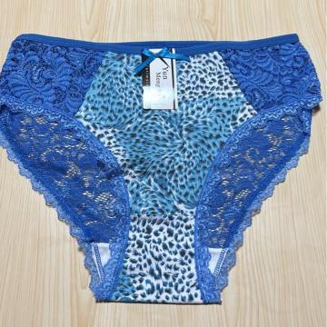 新品未着用タグ付き★4Lー5L対応 ヒップレース豹柄デザインショーツ★ブルー