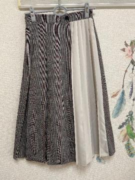 Hudsonhoney格子柄サイドシフォンプリーツフレアスカート