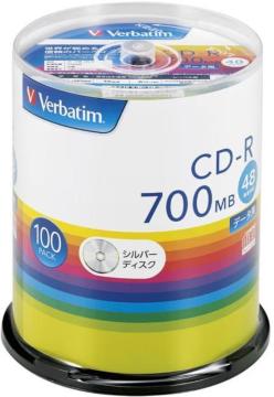 Verbatim バーベイタム 1回記録用 CD-R 700MB 100枚 シルバーディスク 48倍速