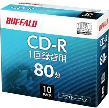 バッファロー 音楽用 CD-R 1回録音 80分 700MB 10枚 ケース ホワイトレーベル