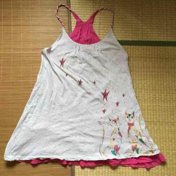 PAVONINE・ピンク×グレーリバーシブルキャミソールワンピース