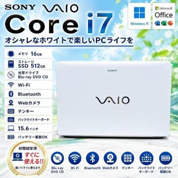 �m�[�g�p�\�R�� SONY VAIO Corei7 ������16GB SSD512GB �u���[���C Web�J���� Windows11