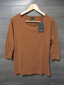 □ZARA/ザラ 切り放し加工 7分袖 Tシャツ/メンズ・M/ブラウン☆新品