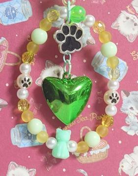 ハンドメイド♪プラカンリースチャーム★ねこちゃんDグリーン