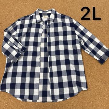 2L 5分袖シャツ チェック柄 ブルー×白 CANTERBURY WOOD
