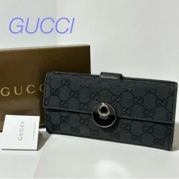 GUCCI �O�b�` GG�L�����o�X W�z�b�N �_�u���z�b�N �����z ���U�[ �u���b�N