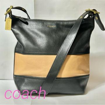 COACH �R�[�` ���O�r�[ �X�g���C�v �V�����_�[�o�b�O �o�b�O F21180 ���U�[ �u���b�N �u���E�� ���f�B�[�X