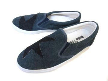 1円~C044新品Conlar Eveローカット/スリッポンスニーカーS⇒25a黒♂