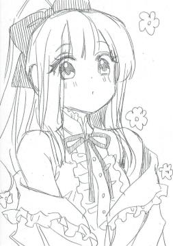 B7サイズ自作イラスト オリジナル 女の子 ラフ画