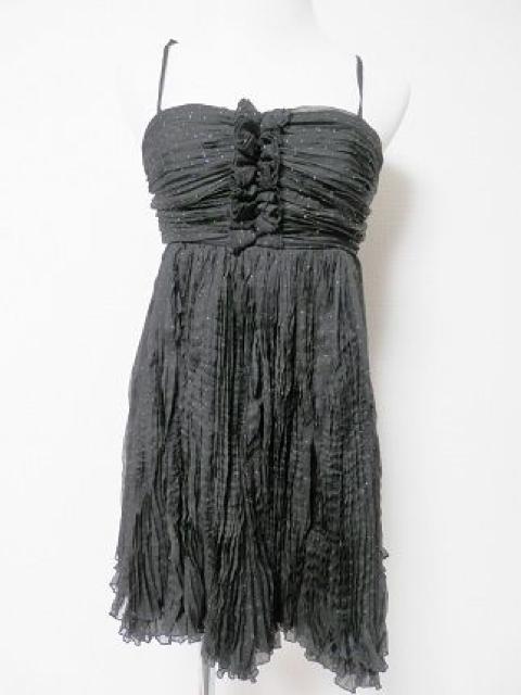LIMITTLESLUXURY黒ラメプリーツベアキャミワンピドレス < 女性ファッション LIMITTLESLUXURY黒ラメプリーツベアキャミワンピドレス < 女性ファッションの