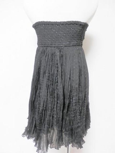 LIMITTLESLUXURY黒ラメプリーツベアキャミワンピドレス < 女性ファッション LIMITTLESLUXURY黒ラメプリーツベアキャミワンピドレス < 女性ファッションの