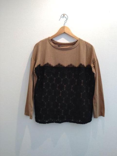 チャオパニック◆ベージュ×ブラックレース サラサラ カットソー < ブランド  チャオパニック◆ベージュ×ブラックレース サラサラ カットソー  < ブランドの