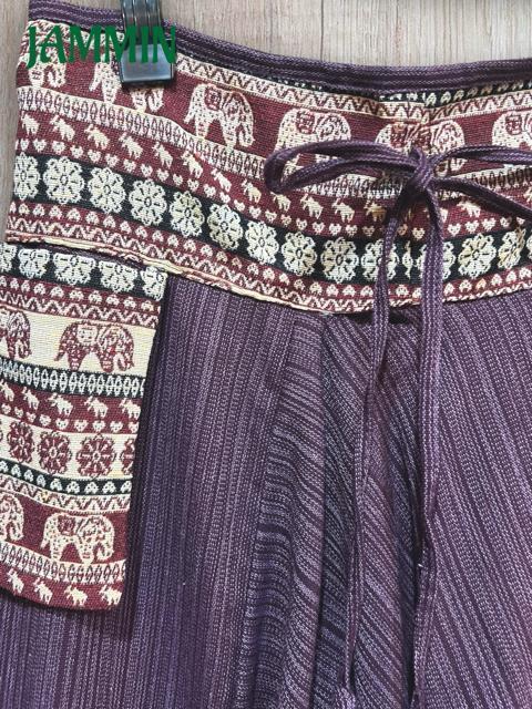 織り柄生地付きサルエルパンツ エスニック アジアン 男女兼用 ヒッピー < 男性ファッション 織り柄生地付きサルエルパンツ エスニック アジアン 男女兼用 ヒッピー < 男性ファッションの