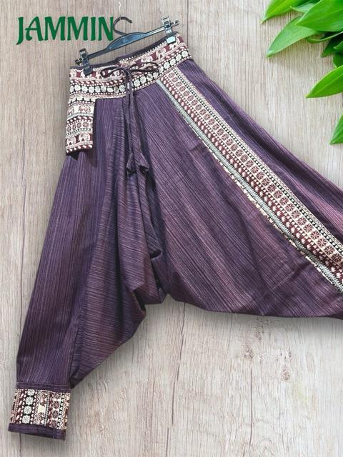 織り柄生地付きサルエルパンツ エスニック アジアン 男女兼用 ヒッピー < 男性ファッション 織り柄生地付きサルエルパンツ エスニック アジアン 男女兼用 ヒッピー < 男性ファッションの