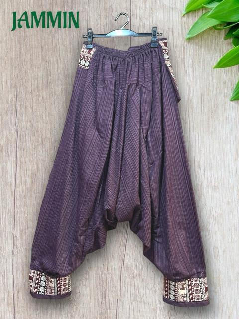 織り柄生地付きサルエルパンツ エスニック アジアン 男女兼用 ヒッピー < 男性ファッション 織り柄生地付きサルエルパンツ エスニック アジアン 男女兼用 ヒッピー < 男性ファッションの