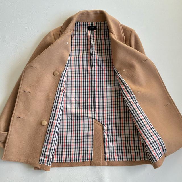 ◆美品◆NINE◆日本製◆ミドル丈ウールコート◆ピーコート◆ベージュ◆S < 女性ファッション ◆美品◆NINE◆日本製◆ミドル丈ウールコート◆ピーコート◆ベージュ◆S < 女性ファッションの