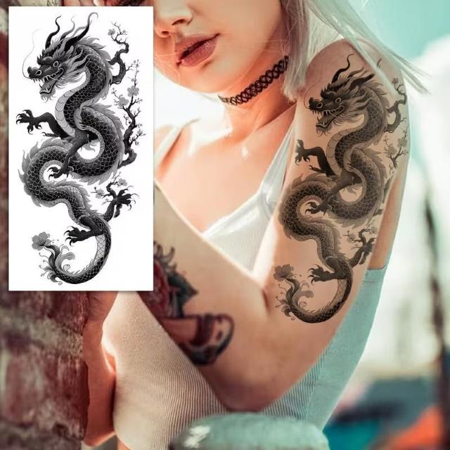 爆ヤス価格890円★10枚のクールなブラックドラゴン一時的なタトゥー、東洋と西洋のドラゴンスタイル < 男性ファッション 爆ヤス価格890円★10枚のクールなブラックドラゴン一時的なタトゥー、東洋と西洋のドラゴンスタイル < 男性ファッションの