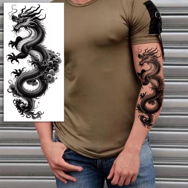 爆ヤス価格890円★10枚のクールなブラックドラゴン一時的なタトゥー、東洋と西洋のドラゴンスタイル < 男性ファッション 爆ヤス価格890円★10枚のクールなブラックドラゴン一時的なタトゥー、東洋と西洋のドラゴンスタイル < 男性ファッションの