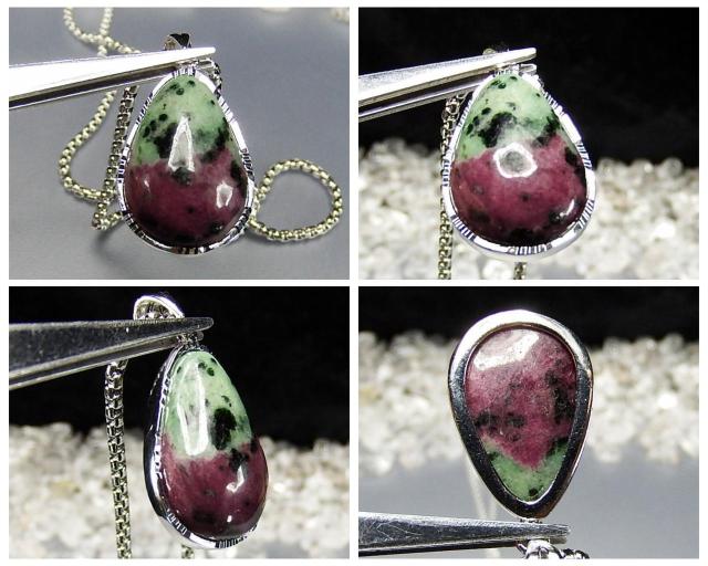 一点物天然石ルビーインゾイサイト925銀ペンダントネックレス810-601 < 女性アクセサリー/時計  一点物天然石ルビーインゾイサイト925銀ペンダントネックレス810-601 < 女性アクセサリー/時計の