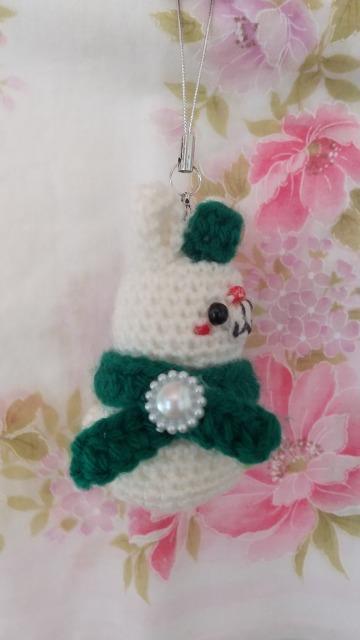 うさ雪だるま*編みぐるみストラップ(マフラー、緑) < ペット/手芸/園芸 うさ雪だるま*編みぐるみストラップ(マフラー、緑) < ペット/手芸/園芸の