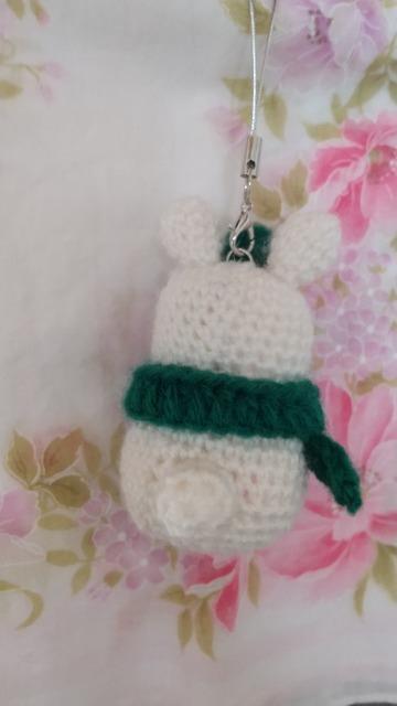 うさ雪だるま*編みぐるみストラップ(マフラー、緑) < ペット/手芸/園芸 うさ雪だるま*編みぐるみストラップ(マフラー、緑) < ペット/手芸/園芸の