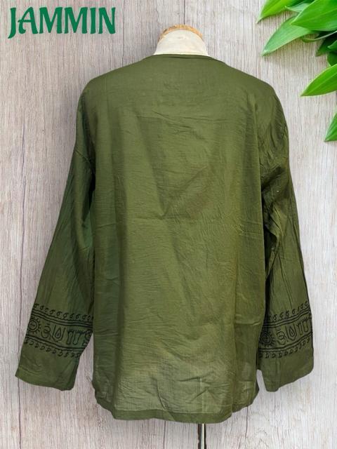 ガネーシャ神クルタ カーキ 長袖 アジアン アジアン ヒッピー < 男性ファッション ガネーシャ神クルタ カーキ 長袖 アジアン アジアン ヒッピー < 男性ファッションの