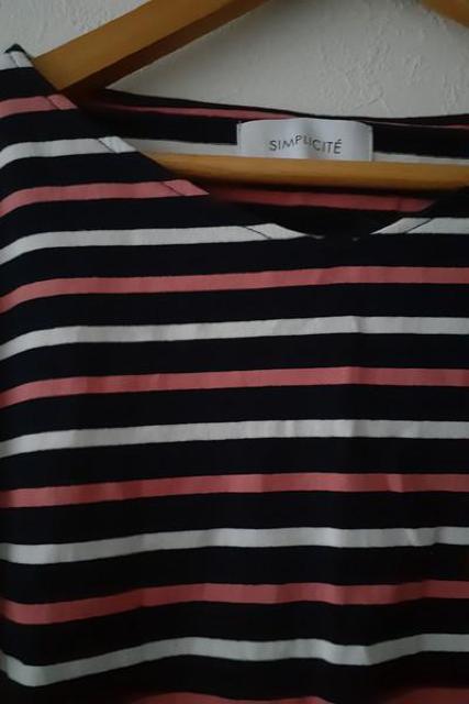 Simplicite シンプリシテェ◆袖チュールフリル ボーダー コットン Tシャツ カットソー < 女性ファッション Simplicite シンプリシテェ◆袖チュールフリル ボーダー コットン Tシャツ カットソー < 女性ファッションの