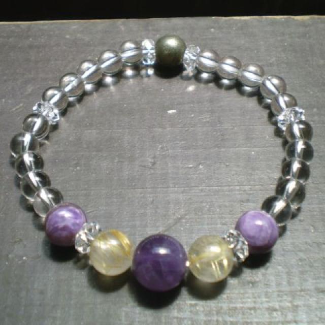 ☆第7チャクラ活性☆ゴールド・パープル*パワーストーンブレス < 女性アクセサリー/時計 ☆第7チャクラ活性☆ゴールド・パープル*パワーストーンブレス < 女性アクセサリー/時計の