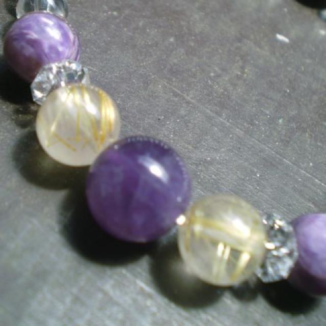 ☆第7チャクラ活性☆ゴールド・パープル*パワーストーンブレス < 女性アクセサリー/時計 ☆第7チャクラ活性☆ゴールド・パープル*パワーストーンブレス < 女性アクセサリー/時計の